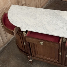Grand French Louis XVI Mahogany Round-Sided Buffet with Carrara Marble