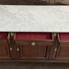 Grand French Louis XVI Mahogany Round-Sided Buffet with Carrara Marble