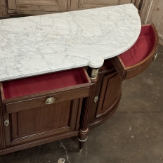 Grand French Louis XVI Mahogany Round-Sided Buffet with Carrara Marble