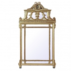 19th Century French Louis XVI Neoclassical Giltwood Mantel Mirror
