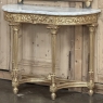 19th Century French Louis XVI Giltwood Carrara Marble Top Demilune Console