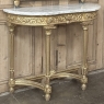 19th Century French Louis XVI Giltwood Carrara Marble Top Demilune Console