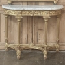 19th Century French Louis XVI Giltwood Carrara Marble Top Demilune Console