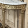 19th Century French Louis XVI Giltwood Carrara Marble Top Demilune Console