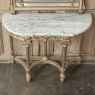 19th Century French Louis XVI Giltwood Carrara Marble Top Demilune Console