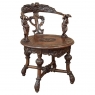 19th Century Italian Renaissance Revival Walnut Swiveling Desk Chair
