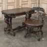 19th Century Italian Renaissance Revival Walnut Swiveling Desk Chair