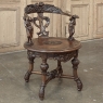 19th Century Italian Renaissance Revival Walnut Swiveling Desk Chair