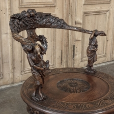 19th Century Italian Renaissance Revival Walnut Swiveling Desk Chair