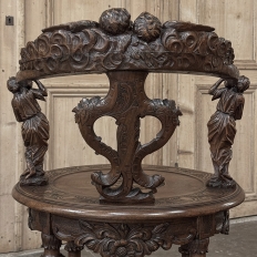 19th Century Italian Renaissance Revival Walnut Swiveling Desk Chair