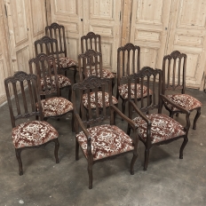 Set of 10 Antique Liegoise Dining Chairs includes 2 Armchairs
