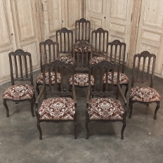 Set of 10 Antique Liegoise Dining Chairs includes 2 Armchairs