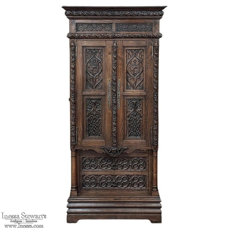 19th Century French Gothic Bonnetiere ~ Wardrobe ~ Cabinet