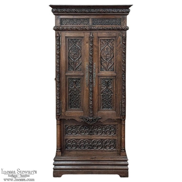 19th Century French Gothic Bonnetiere ~ Wardrobe ~ Cabinet