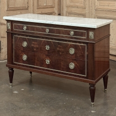 Antique French Louis XVI Mahogany Commode with Carrara Marble