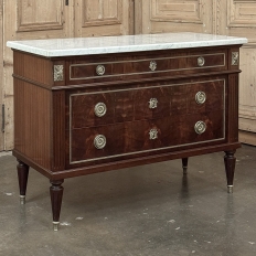 Antique French Louis XVI Mahogany Commode with Carrara Marble