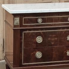 Antique French Louis XVI Mahogany Commode with Carrara Marble