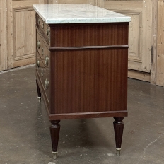 Antique French Louis XVI Mahogany Commode with Carrara Marble