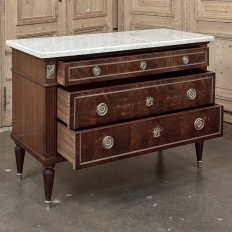 Antique French Louis XVI Mahogany Commode with Carrara Marble