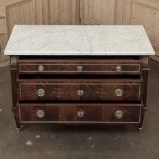 Antique French Louis XVI Mahogany Commode with Carrara Marble