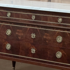 Antique French Louis XVI Mahogany Commode with Carrara Marble