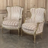 Pair Antique French Louis XVI Giltwood Bergeres ~ Armchairs