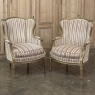 Pair Antique French Louis XVI Giltwood Bergeres ~ Armchairs