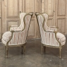 Pair Antique French Louis XVI Giltwood Bergeres ~ Armchairs