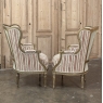 Pair Antique French Louis XVI Giltwood Bergeres ~ Armchairs