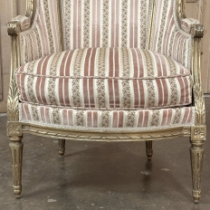 Pair Antique French Louis XVI Giltwood Bergeres ~ Armchairs