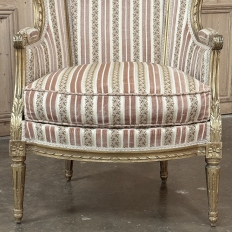 Pair Antique French Louis XVI Giltwood Bergeres ~ Armchairs