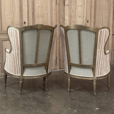 Pair Antique French Louis XVI Giltwood Bergeres ~ Armchairs
