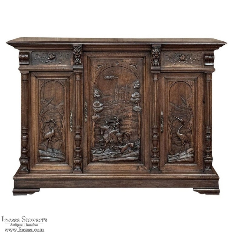 19th Century French Walnut Hunt Buffet ~ Cabinet