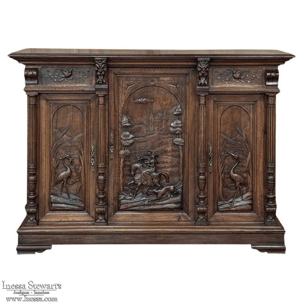 19th Century French Walnut Hunt Buffet ~ Cabinet