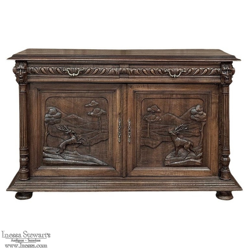 19th Century French Walnut Hunt Buffet ~ Cabinet