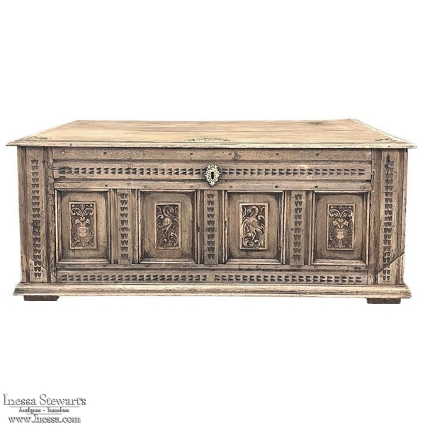 18th Century Country French Stripped Neoclassical Trunk ~ Blanket Chest