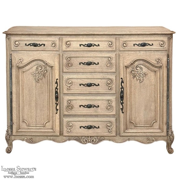 19th Century Country French Buffet in Stripped Oak