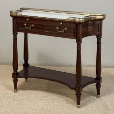 Antique French Directoire Mahogany Console with Carrara Marble Top