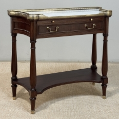 Antique French Directoire Mahogany Console with Carrara Marble Top