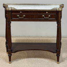 Antique French Directoire Mahogany Console with Carrara Marble Top