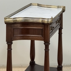 Antique French Directoire Mahogany Console with Carrara Marble Top