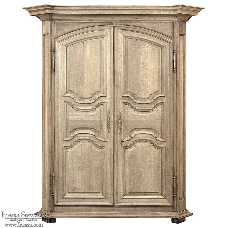 Grand 18th Century Country French Louis XIV Stripped Oak Armoire