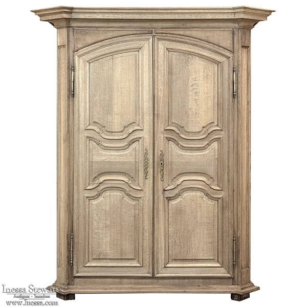 Grand 18th Century Country French Louis XIV Stripped Oak Armoire