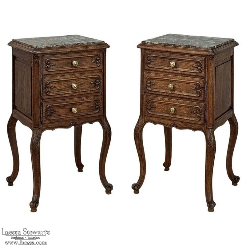 Pair Antique Country French End Tables ~ Nightstands