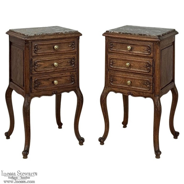 Pair Antique Country French End Tables ~ Nightstands