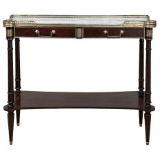 Antique French Directoire Mahogany Console with Carrara Marble Top