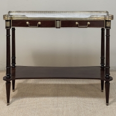 Antique French Directoire Mahogany Console with Carrara Marble Top