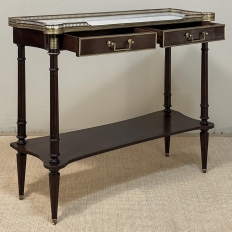 Antique French Directoire Mahogany Console with Carrara Marble Top