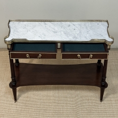 Antique French Directoire Mahogany Console with Carrara Marble Top