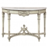 French Louis XVI Painted Demilune Console with Carrara Marble Top